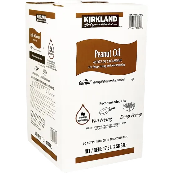 Kirkland Signature Peanut Oil 17.3 L - bulk box label