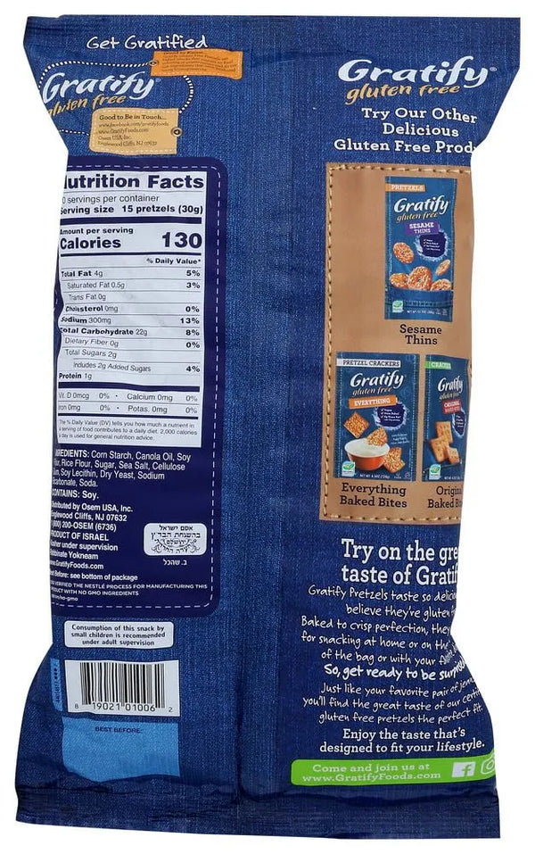 Gratify Gluten Free Pretzels Party Mix Sea Salt 10.5oz - nutrition facts label