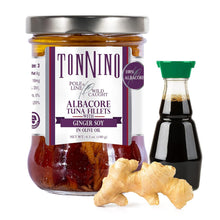 Tonnino Albacore Tuna in olive oil with Ginger Soy 6.3oz 6-Pack Omega-3 Rich