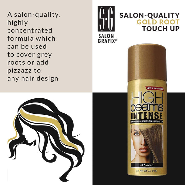 High Ridge Beams Intense SprayOn Hair Color Oz Add Temporary Color Highlight to Your Hair Instantly Great for Streaking Tipping, Gold, 2.7 Ounce