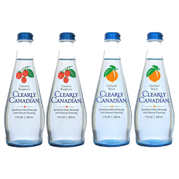 Clearly Canadian Sparkling Water 4-pack sampler (2 Country Raspberry, 2 Orchard Peach)