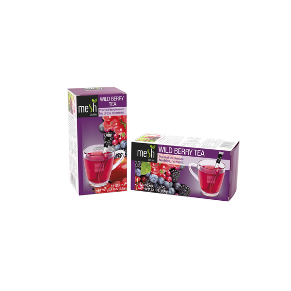 Mesh Wild Berry Stick Tea | 192 Sticks (12 Pack of 16) | Premium Instant Tea