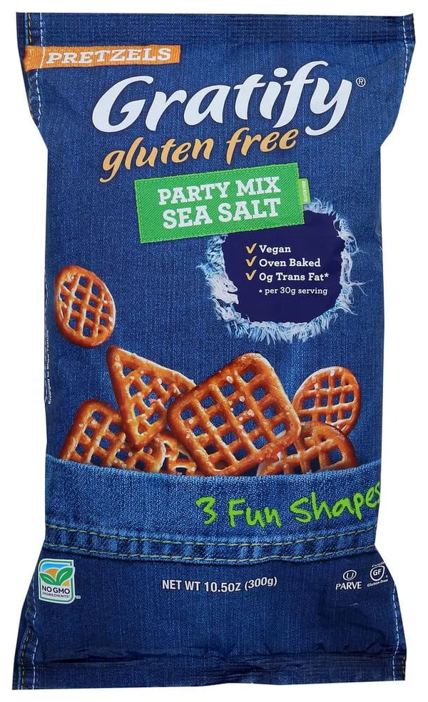 Gratify Gluten Free Pretzels Party Mix Sea Salt 10.5oz - bag front label