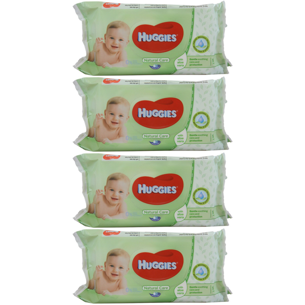 Huggies Baby Wipes Natural Care with Aloe Vera, 56 Count (Pack of 4)