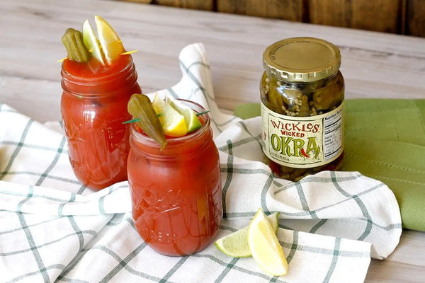 Wickles Wicked Okra 16 fl oz - jar label front view