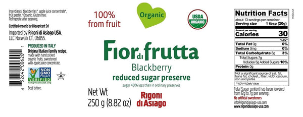 Rigoni di Asiago Fiordifrutta Blackberry Spread 8.82 oz - back label ingredients