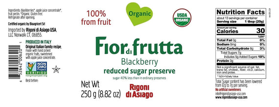 Rigoni di Asiago Fiordifrutta Blackberry Spread 8.82 oz - back label ingredients