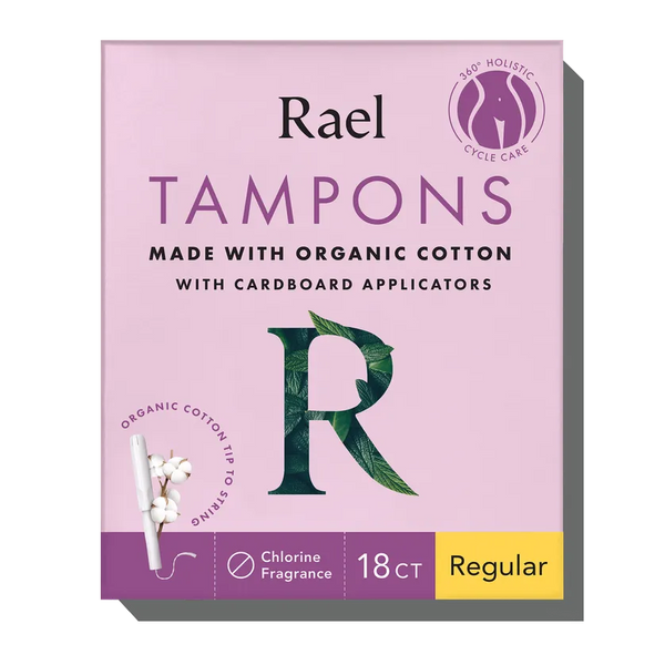 Rael Organic Cotton Tampons Regular 18 Count - front of box