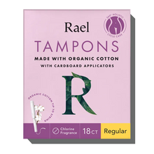 Rael Organic Cotton Tampons Regular 18 Count - front of box