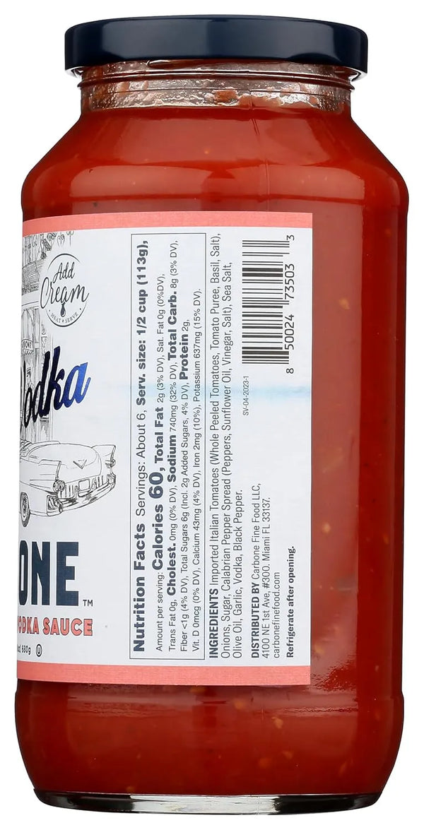 Carbone World Famous Spicy Vodka Sauce 24oz - ingredients label back