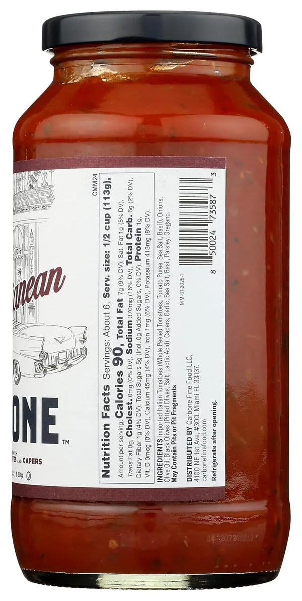Carbone Mediterranean Marinara Pasta Sauce 24oz - nutrition facts label