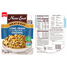 Near East Heat & Eat Rice, Quick Cook Rice, Microwave Rice, Long Grain & Wild Rice, Original, 8.8oz Pouches (6 Pack)