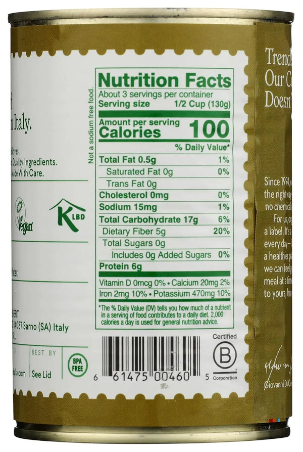 Bioitalia Organic Butter Beans, No Salt Added, Product of Italy, 14 oz (400g)