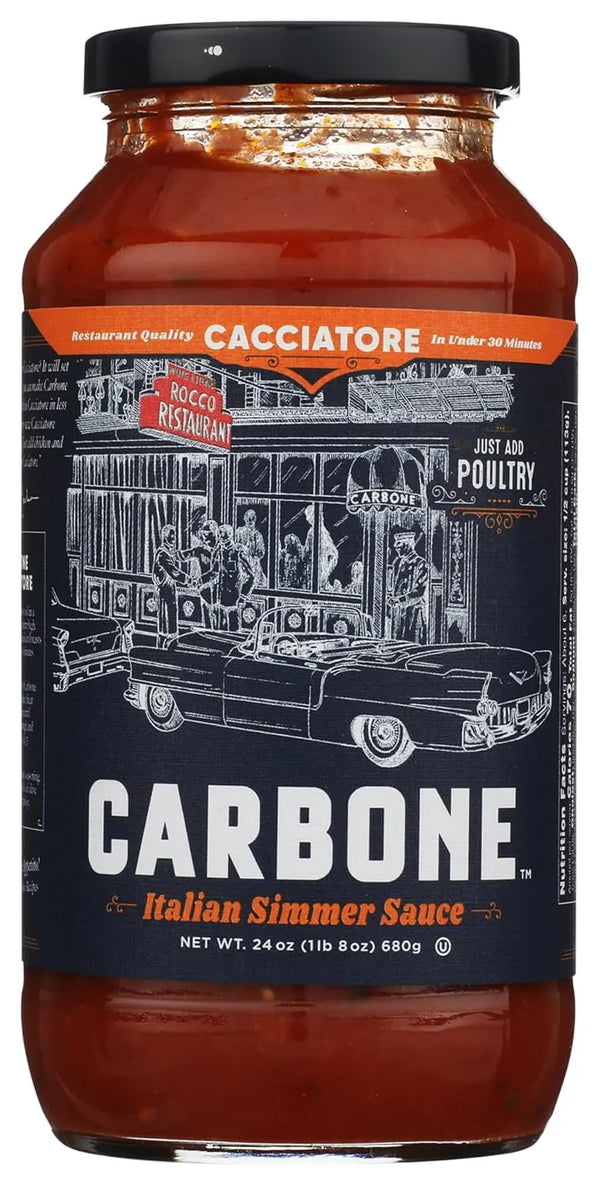 Carbone Cacciatore Simmer Sauce 24oz - jar front label