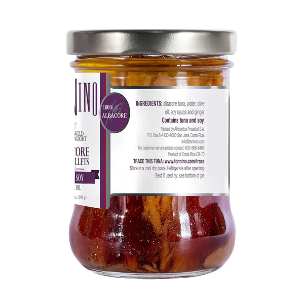 Tonnino 100% Albacore Tuna in Soy & Olive Oil, wild-caught premium imported seafood for healthy meals
