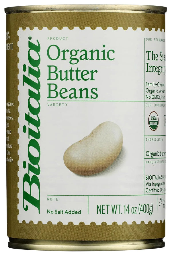 Bioitalia Organic Butter Beans, No Salt Added, Product of Italy, 14 oz (400g)