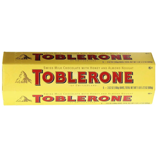 Toblerone Swiss milk chocolate with honey and almond nougat in yellow packaging, 600g