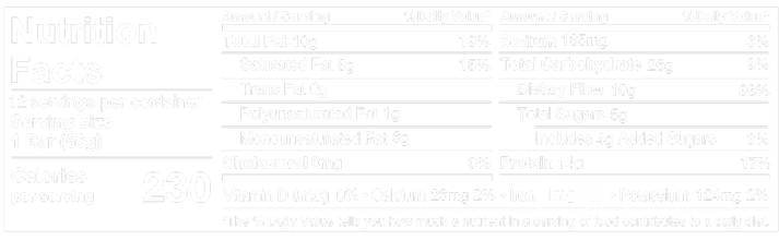 ALOHA Peanut Butter Cup Organic Protein Bar nutrition facts label
