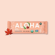 ALOHA Maple Sea Salt Organic Protein Bar package, orange wrapper with USDA Organic and Non-GMO Project Verified logos