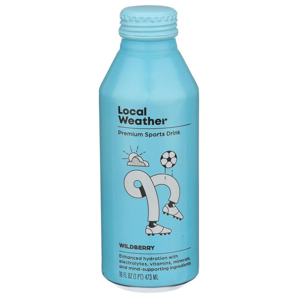 Local Weather Premium Sports Drink in Wildberry flavor, 16 fl oz blue bottle