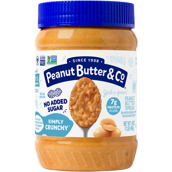 Peanut Butter & Co. Simply Crunchy Peanut Butter 16 oz - no added sugar crunchy peanut butter jar