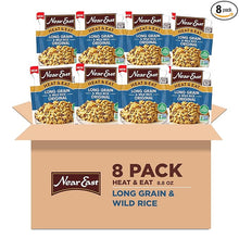 Near East Heat & Eat Rice, Quick Cook Rice, Microwave Rice, Long Grain & Wild Rice, Original, 8.8oz Pouches (6 Pack)