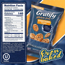 Gratify Gluten Free Pretzels Everything Thins 10.5oz - nutrition facts label