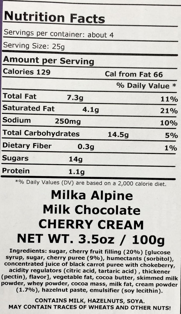 Milka Cherry Cream Chocolate Bar 100g – Alpine Milk Chocolate with Cherry Cream Filling