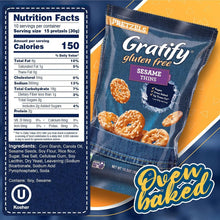 Gratify Gluten Free Pretzels Sesame Thins 10.5oz - sesame pretzel thins close-up