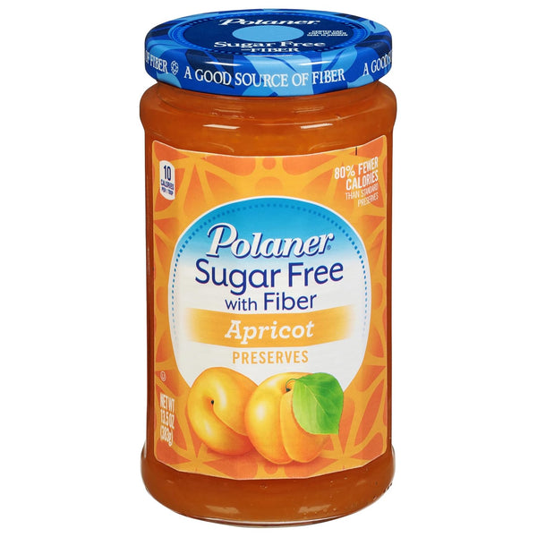 Polaner Sugar Free with Fiber Apricot Jam, 13.5 oz – No Sugar Added Fruit Spread with Fiber