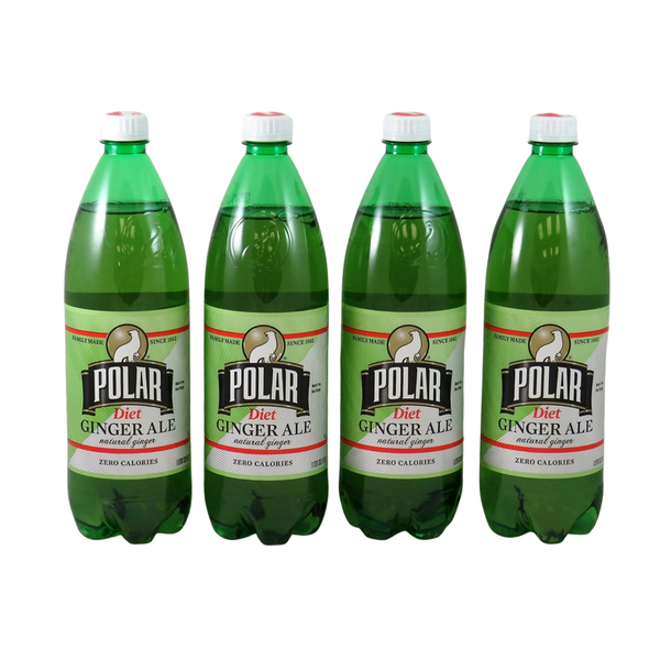 Polar Diet Ginger Ale Soda, 33.8 fl oz (1 Liter) – Zero Calorie, Crisp & Refreshing Ginger Flavor ( Pack of 4 )