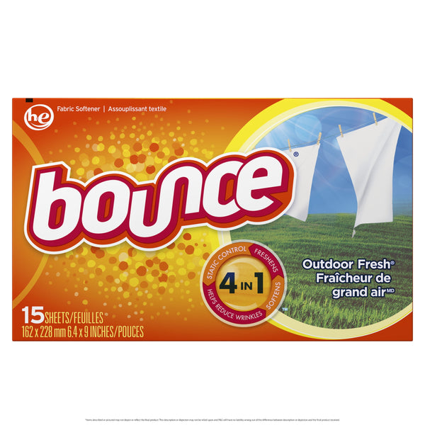 Bounce Outdoor Fresh Fabric Softener Dryer Sheets, 15 Count