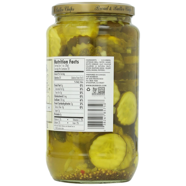Bubbies Bread & Butter Pickles, 33 oz – Sweet & Tangy Sliced Pickles, Traditional Recipe