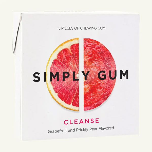 SIMPLY Gum Cleanse Grapefruit & Prickly Pear Chewing Gum 15 Pieces - front of box