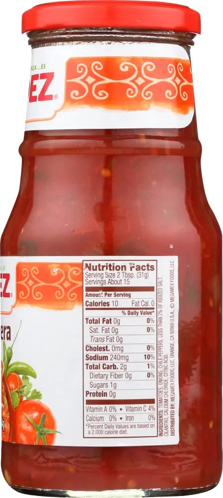 Herdez Salsa Casera Medium nutrition label