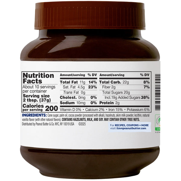 Peanut Butter & Co. Dark Chocolatey Hazelnut Spread, Rich Cocoa Flavor, 13 oz Jar