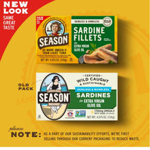 Season Sardines in Extra Virgin Olive Oil, Wild Caught, 4.37 oz Tins (6-Pack) – High Protein, Keto Friendly, Kosher