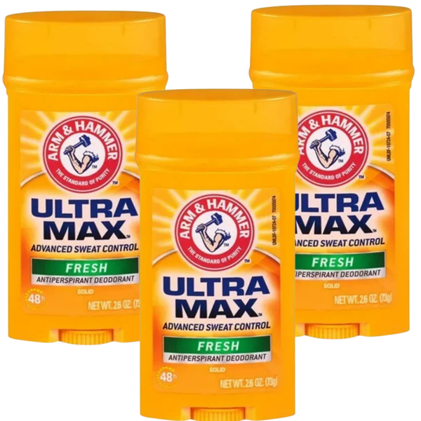 Arm & Hammer Ultramax Deodorant Stick Fresh 2.6 oz – Long-Lasting Odor Protection – Clean & Crisp Fragrance - 3  Packs