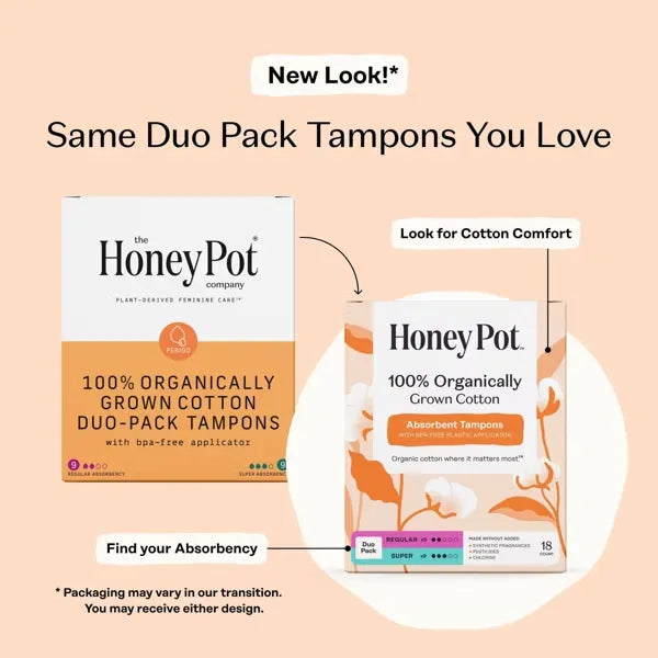 The Honey Pot Company Duo Pack Tampons 18 Count - regular and super tampons