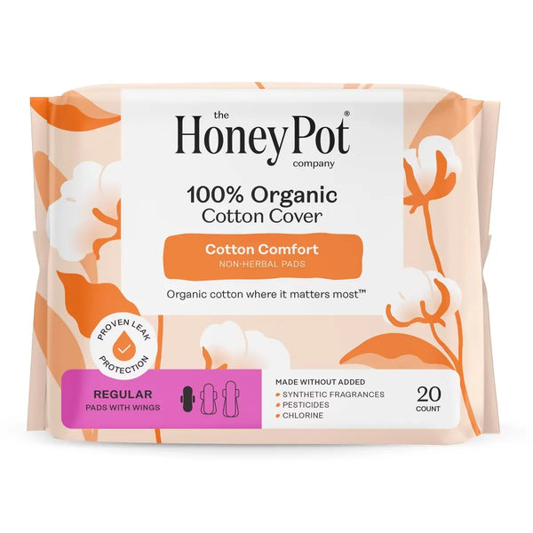The Honey Pot Company Regular Pads with Wings 20 Count - front of pack