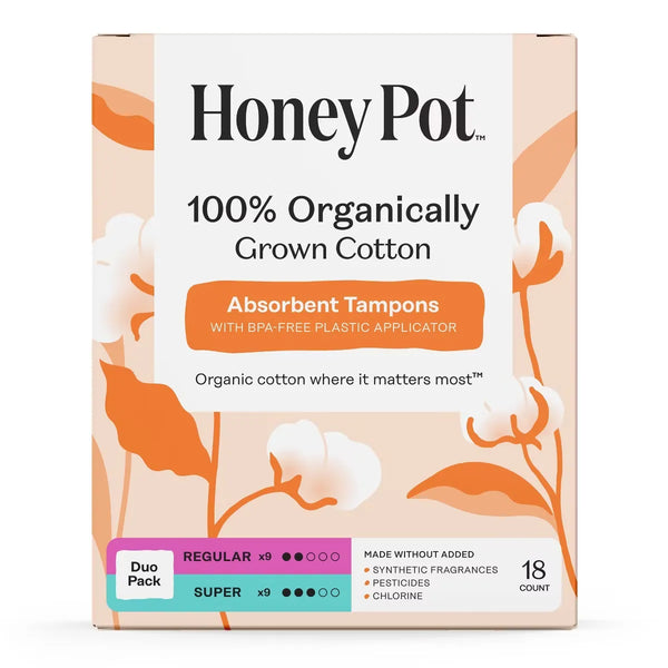 The Honey Pot Company Duo Pack Tampons 18 Count - front of box