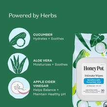 The Honey Pot Company Intimate Wipes Cucumber Aloe 30 Count - resealable wipes pack