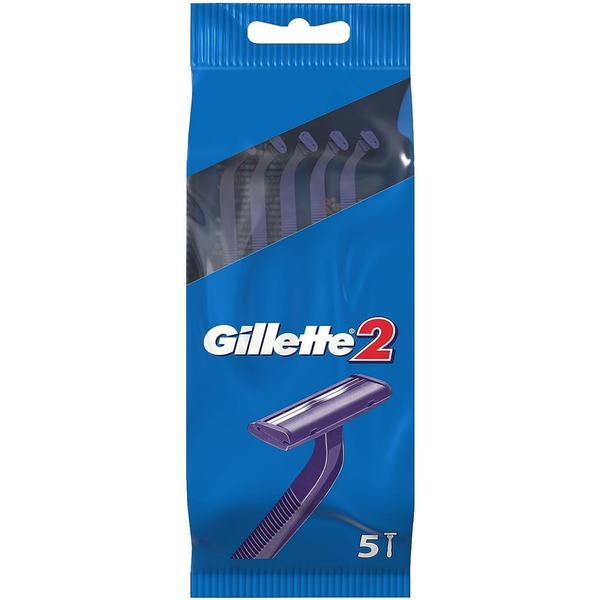 Gillette 2 Men’s Disposable Razors, 5 Count – Twin Blade Shaving Razors for Smooth, Comfortable Shave