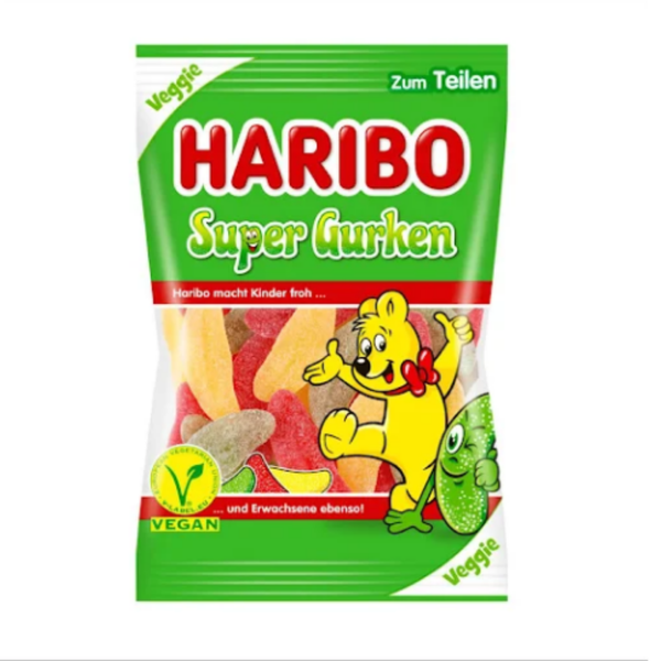 Haribo Super Gurken Gummy Candy, 6.2oz (175g) – Sour Fruit Flavor Gummies