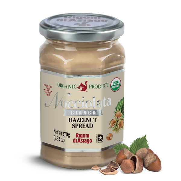 Rigoni di Asiago Nocciolata Bianca White Hazelnut Spread 9.52 oz - jar front label
