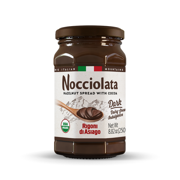 Rigoni di Asiago Nocciolata Dark Hazelnut Spread 8.82 oz - jar front label