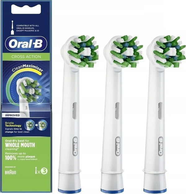 Oral-B CrossAction Electric Toothbrush Replacement Heads, 3 Count – CleanMaximiser, White