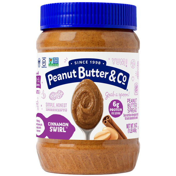 Peanut Butter & Co. Cinnamon Swirl Peanut Butter 16 oz - cinnamon peanut butter jar