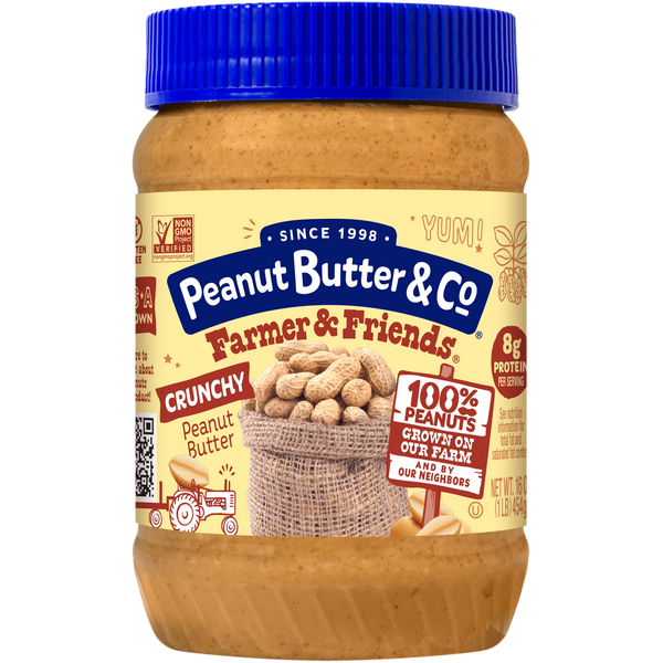 Peanut Butter & Co. Farmer & Friends Crunchy Peanut Butter 16 oz - one-ingredient crunchy peanut butter jar
