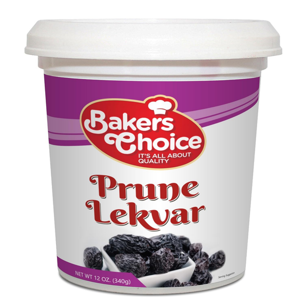 Prune Butter Lekvar Pastry Filling, 12 oz – Creamy Spread & Topping for Cakes and Desserts, Kosher, Dairy-Free & Vegan by Baker’s Choice